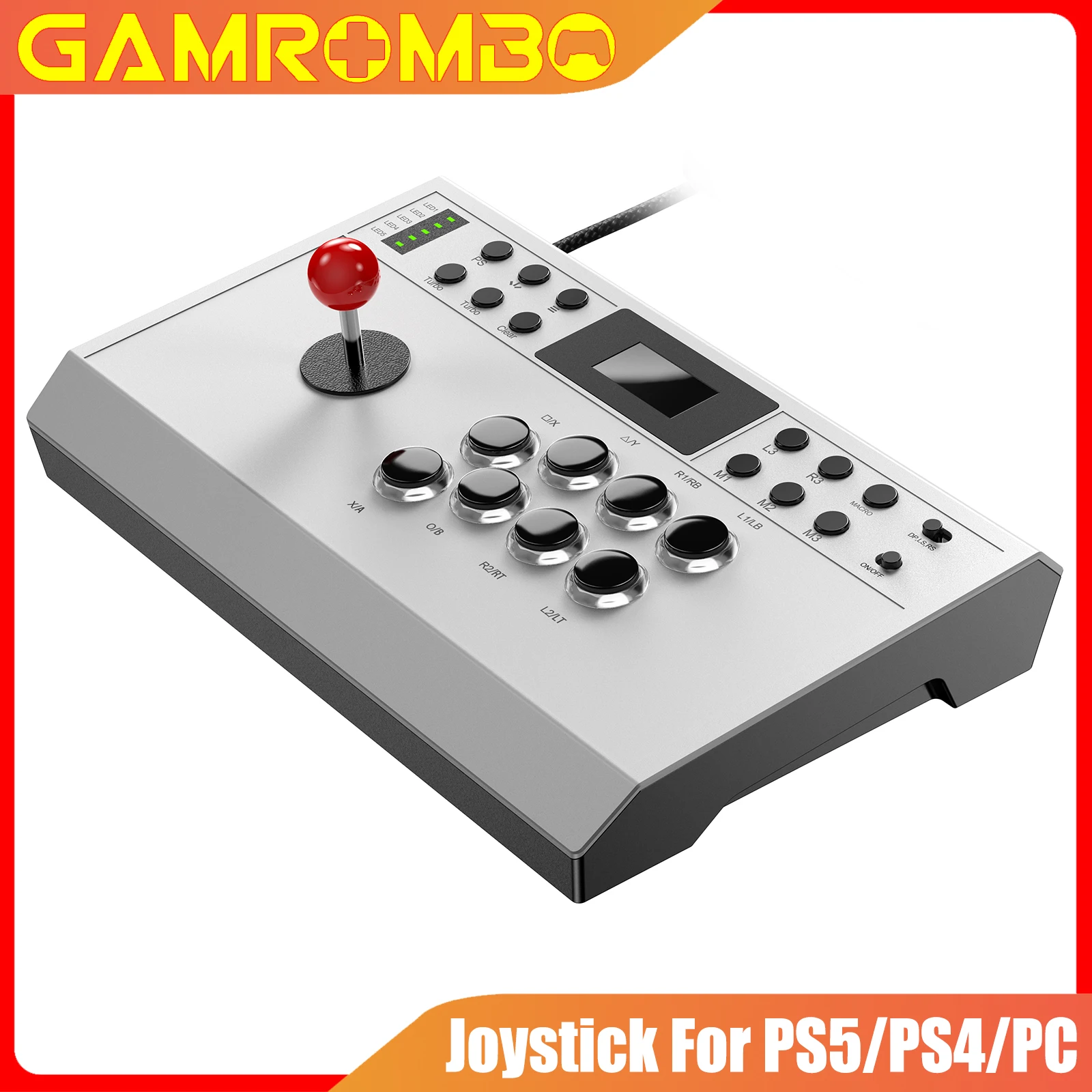 Wired Arcade Stick for PlayStation 5/PS5/4/PC/Android Fight Stick Rocker W/ Programming Turbo Function Game Joystick Controller