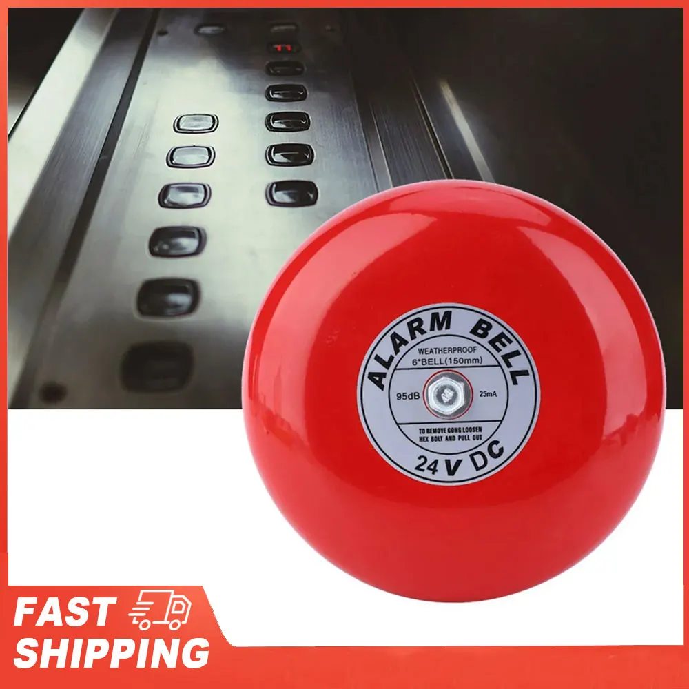 Alarmglocke, Feueralarmglocke, CB-6B, 95 dB, Metall, elektrisch, rund, Alarmglocke, Schule, Zuhause, Fabrik, Sicherheitsalarmglocke, Metallalarmglocke Image