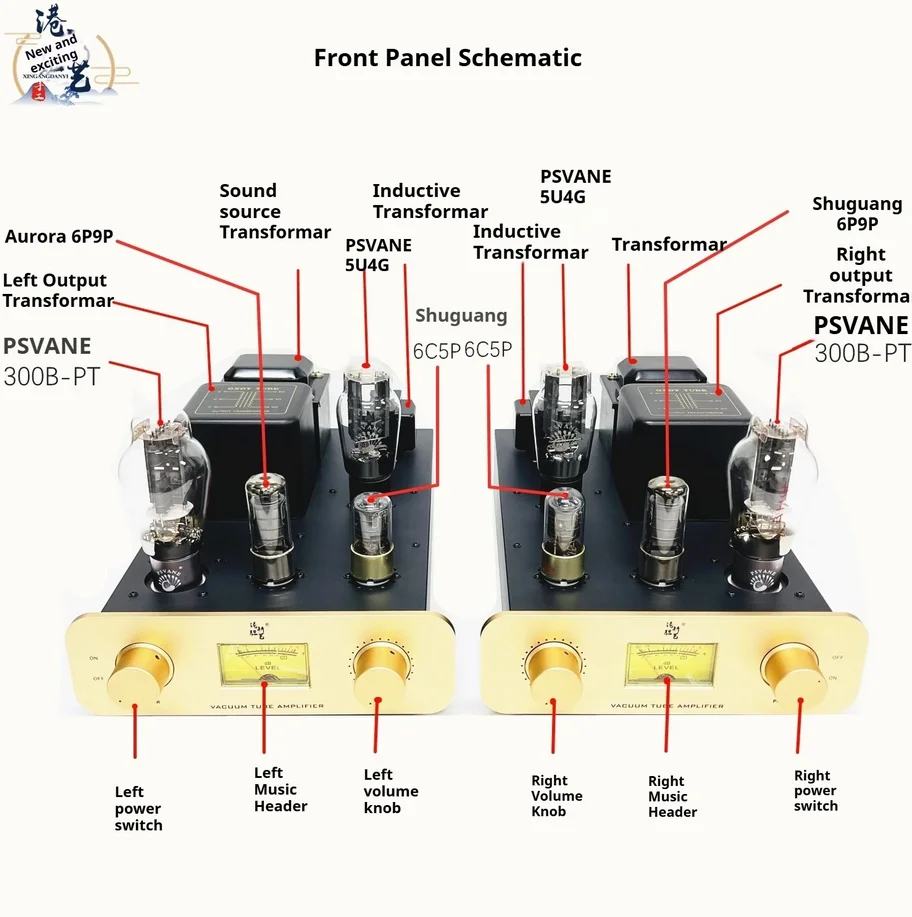 8-Tube Split Stereo 300B Röhrenverstärker-Kit, HIFI Single-Ended Class A Vakuumröhren-Leistungsverstärker RCA XLR Eingangsverstärker Image
