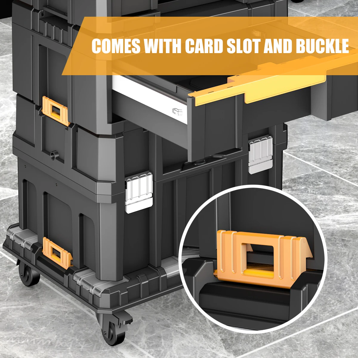 Portable Combo Toolbox With Wheels, Stackable Modular Combo Set, Easy Mobility, Space Saving ToolBox c