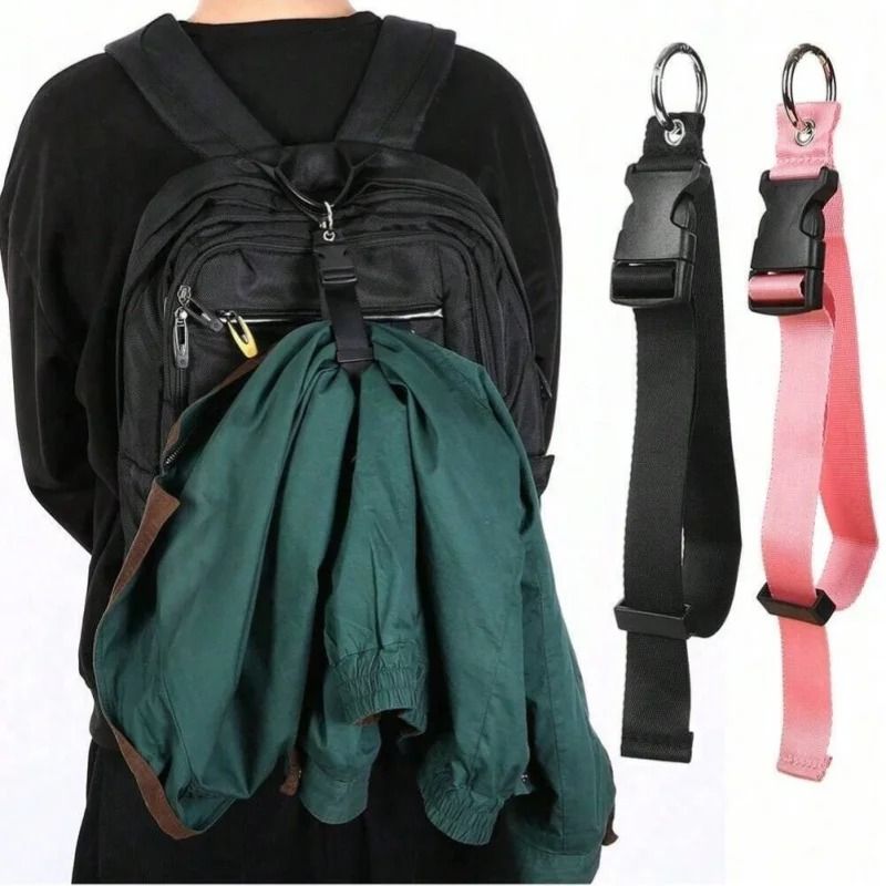 Portable Bag Luggage Strap External Fixed Belt With Release Buckle And Jacket Holder black 2pcs
