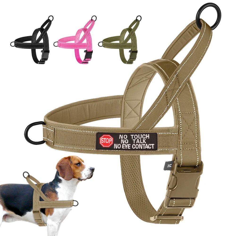 Reflective No Pull Tactical Dog Harness Padded Vest For Small Medium And Large Dogs pink xl