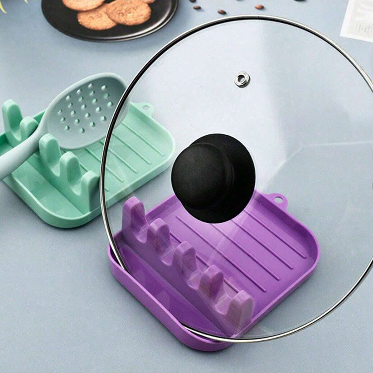 Multifunctional Household Spatula Rack, Kitchen Shovel Spoon Storage, Cutting Board Pot Cover Shelf green