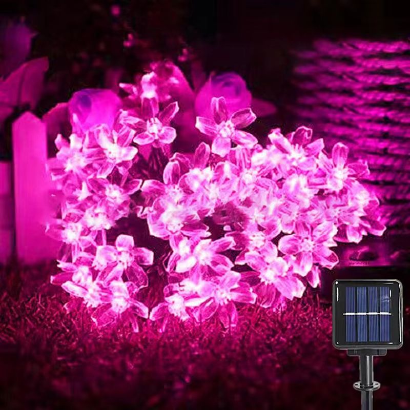 Solar Cherry Blossom Flower String Lights Waterproof Outdoor Garden Decoration cherry Warm 39.37 Ft 100 Leds 8 Modes