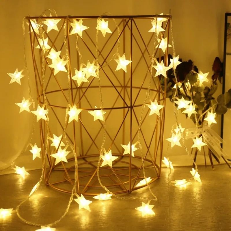 LED Star String Lights Outdoor Fairy Garland Lights For Home Wedding Garden Christmas Decor usb 10 M 80 Leds white