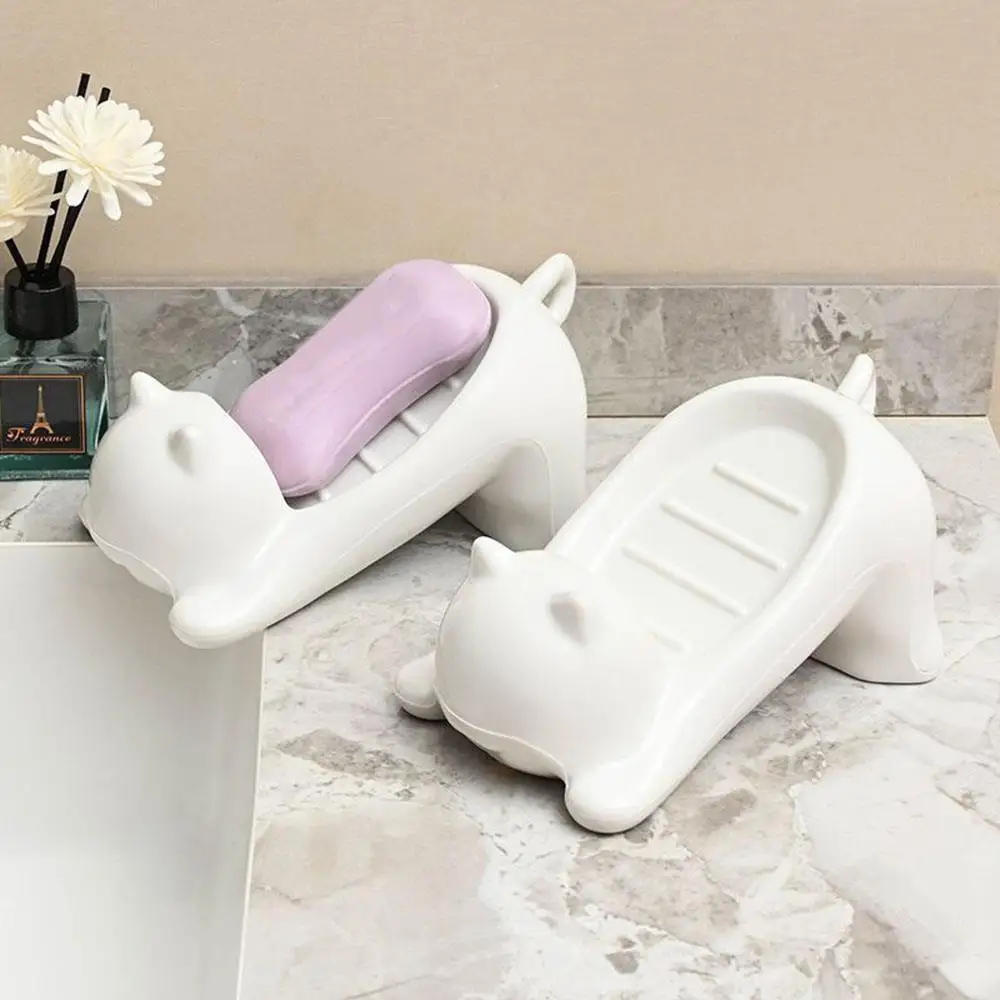 Cute Cat shaped Soap Dish, Drain Able Sponge Soap Bar Holder, Creative Water Drain Soap Tray For Household Cute Cat shaped Soap Dish, Drain Able Sponge Soap Bar Holder, Creative Water Drain Soap Tray For Household