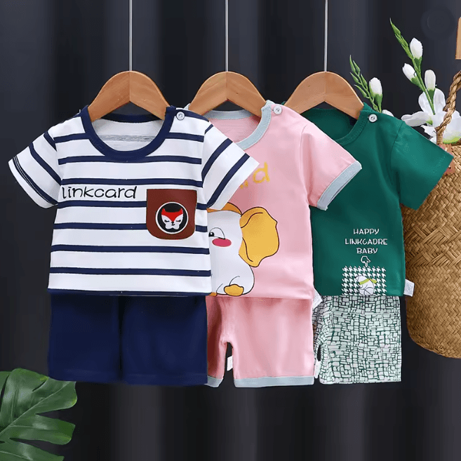 Kids Summer Cotton Clothing Set Cartoon T Shirt And Shorts Outfit 5 24m