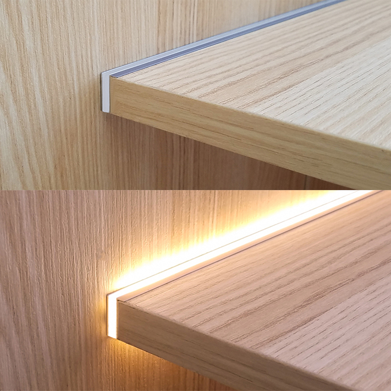 Built in LED Strip Cabinet Shelf, Panel Edge Light Lamp, Invisible Glow Cupboard Back Light only 1 Piece cold White(6000k) 60cm