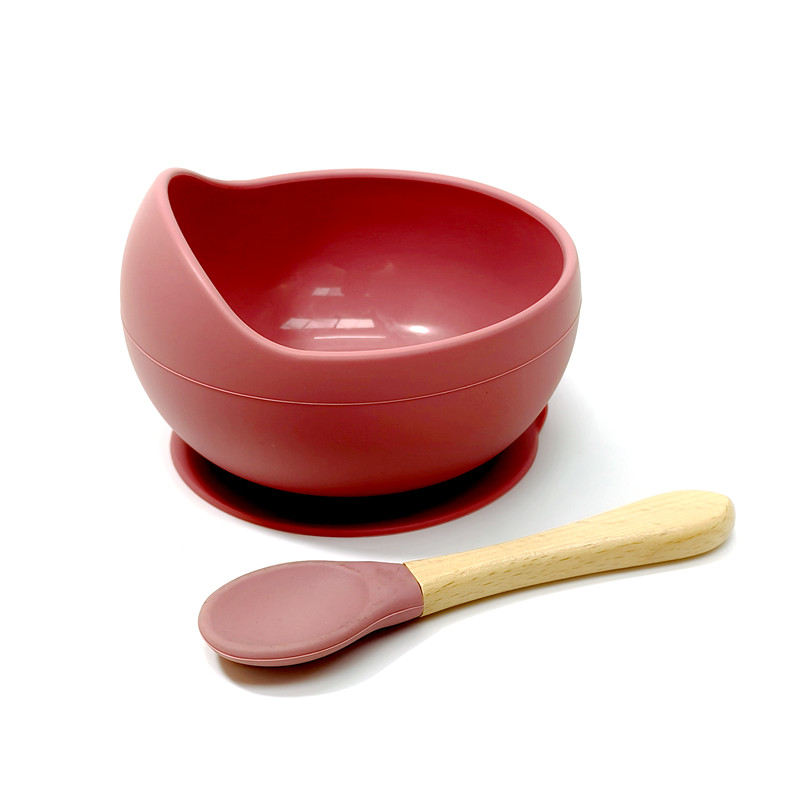 Spill proof Silicone Feeding Bowl, Baby Tableware, Food Grade Silicone Children's Dinner Spoon yellow