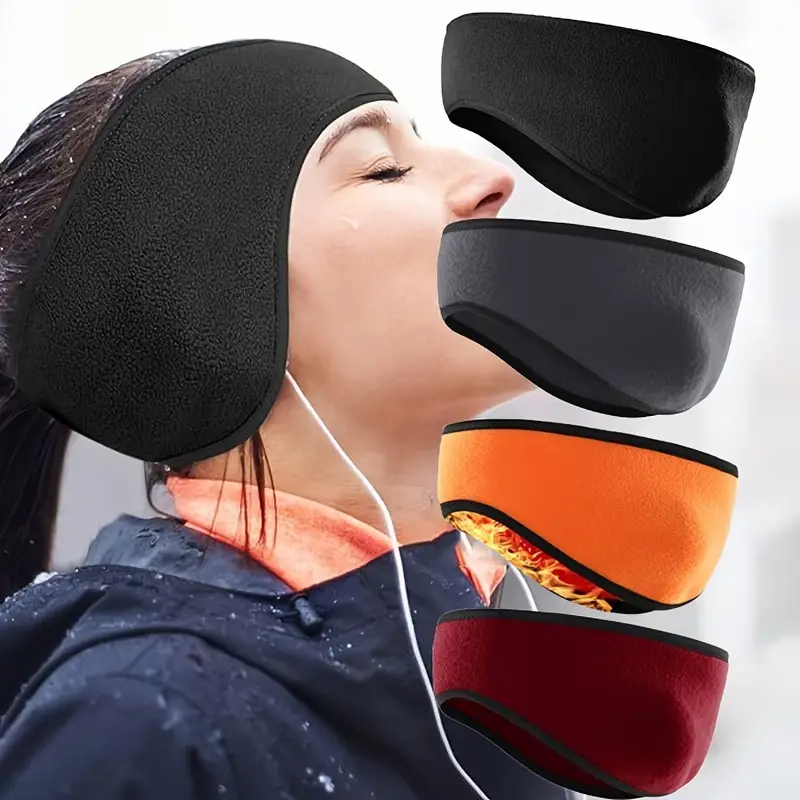 Soft Windproof Ear Warmer, Warm Fleece Earmuffs Headband, Unisex Outdoor Sports Headbands Ideal For Skiing Running orange