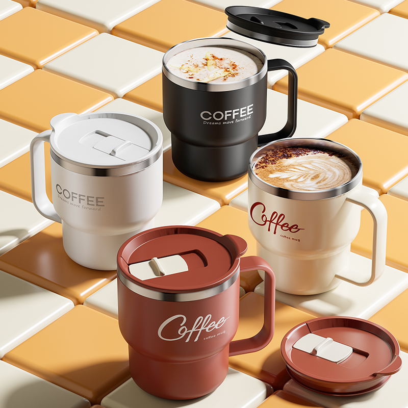 Double Layer Coffee Mug, Stainless Steel Insulated Cup For Hot And Cold Drinks, Sealed Drinkware For Women white