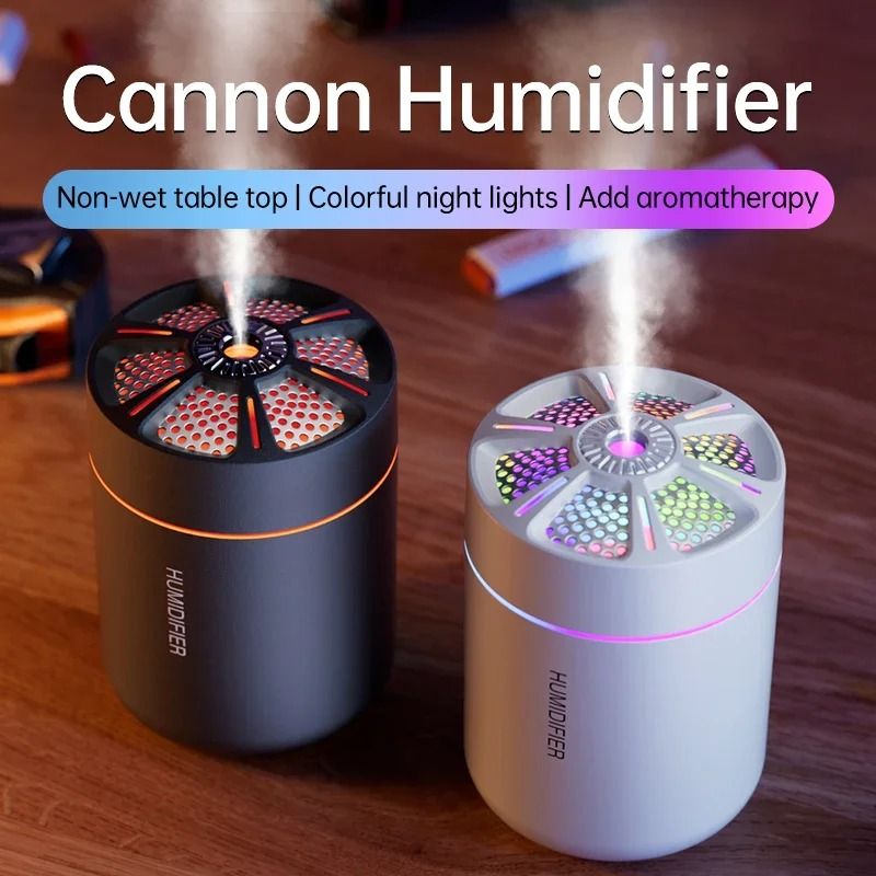 Mini Air Humidifier Aroma Diffuser With Colorful LED Light type D White