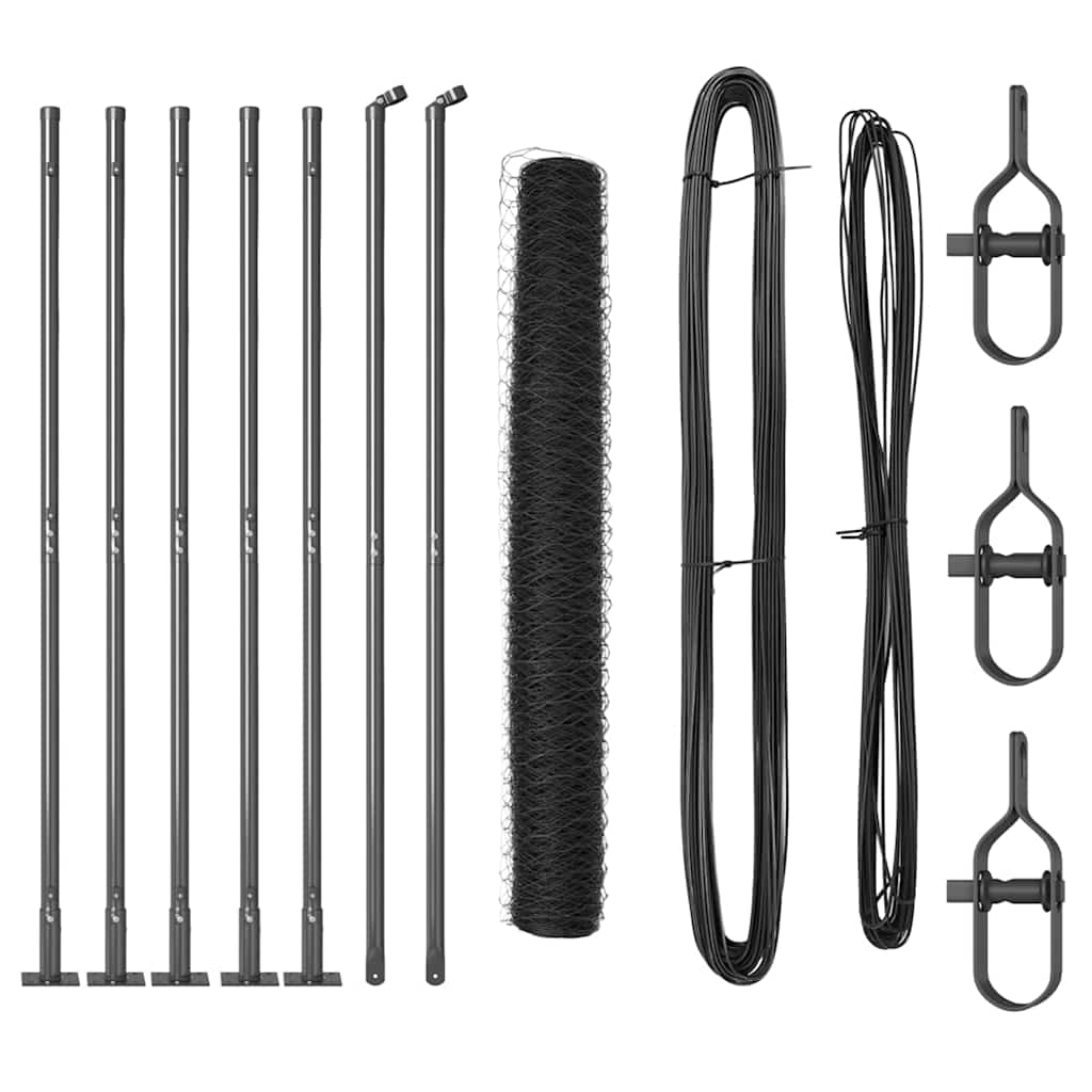 vidaXL Zaunpfosten Grau 10 x 1 m (36 mm Maschen) Stahl und PVC Image