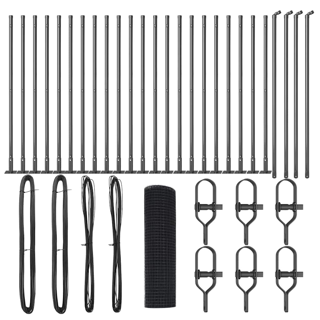 vidaXL Zaunpfosten Grau 50 x 0,6 m (25 x 25 mm Maschen) Stahl und PVC Image