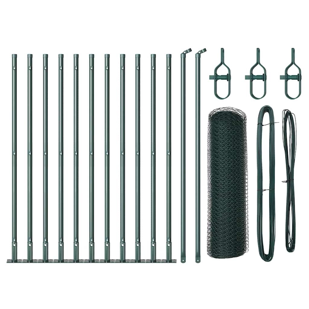 vidaXL Zaunpfosten Grün 25 x 0,6 m (25 mm Maschenweite) Stahl und PVC Image