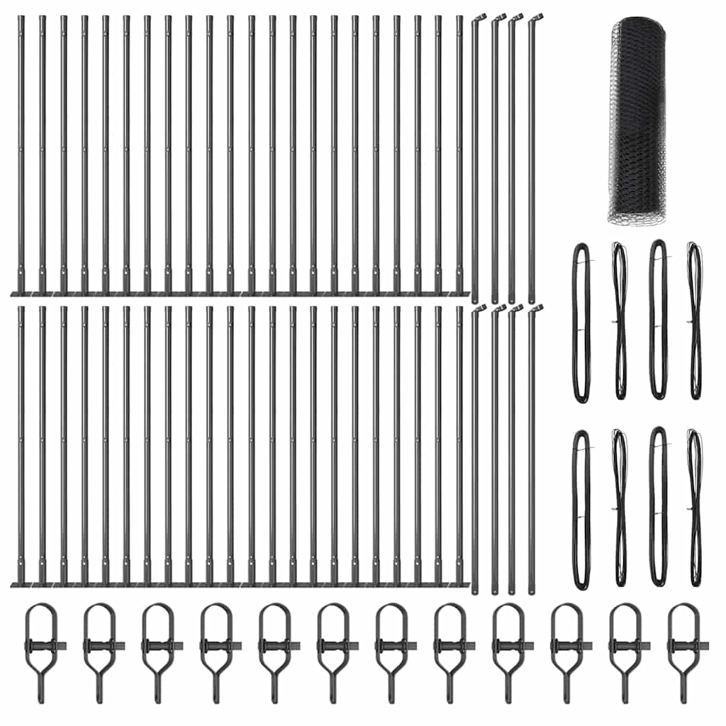 vidaXL Zaunpfosten Grau 100 x 1 m (25 mm Maschen) Stahl und PVC Image