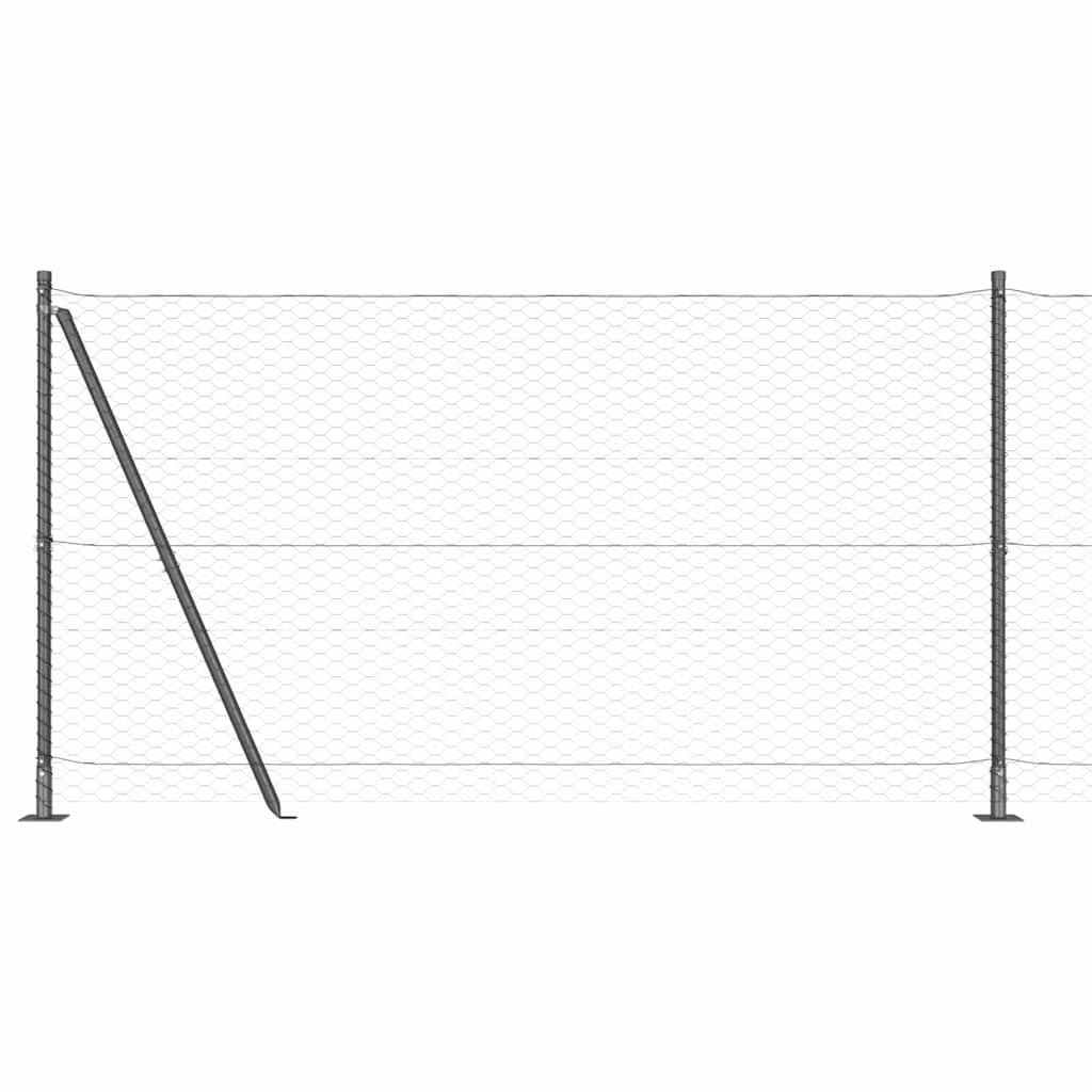 vidaXL Zaunpfosten Grau 25 x 1,4 m (36 mm Maschen) Stahl und PVC Image