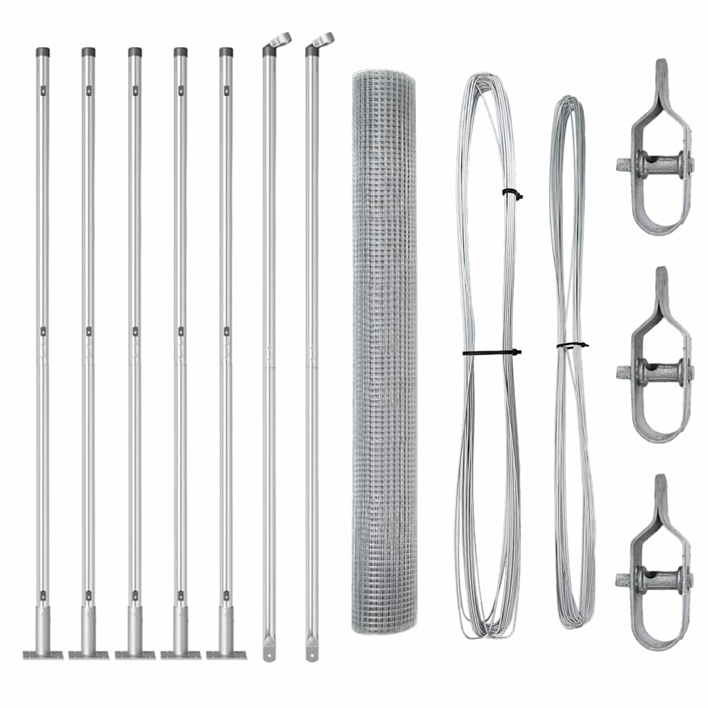 vidaXL Zaunpfosten Silber 10 x 1,2 m (25 x 25 mm Maschen) Stahl Image