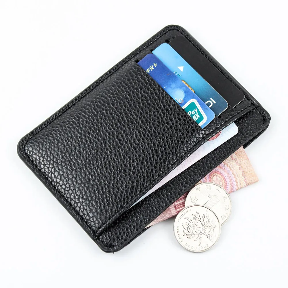 Porta carte di credito ID Porta carte di credito Porta carte da uomo Porta carte in pelle PU 6 slot per carte Portafoglio per soldi con motivo Lichee ultrasottile