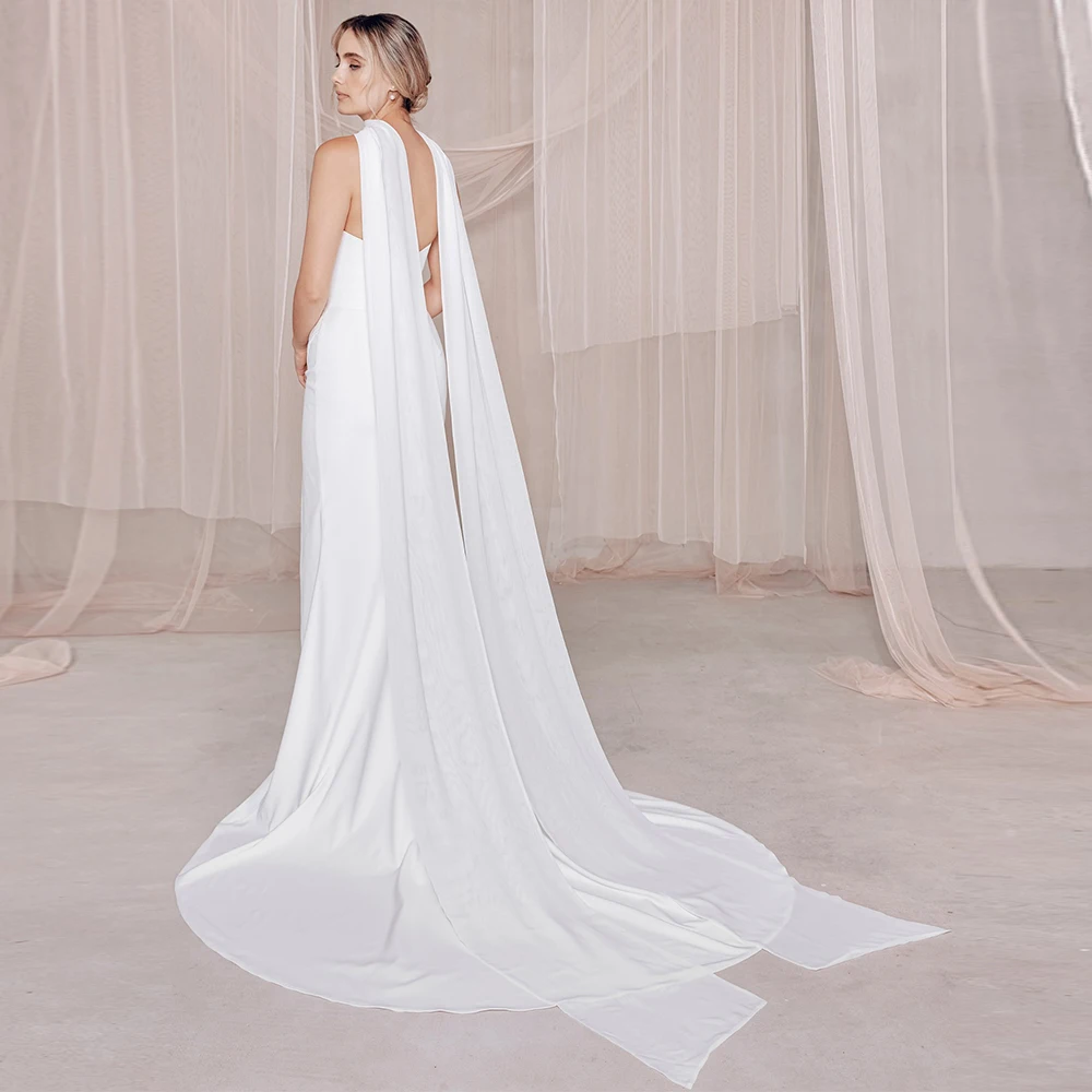 Einfache lange Chiffon-Brautkrawatte ohne Kleid, eleganter abnehmbarer Hochzeitsschal, modische Hochzeitsaccessoires TSWD690 Image