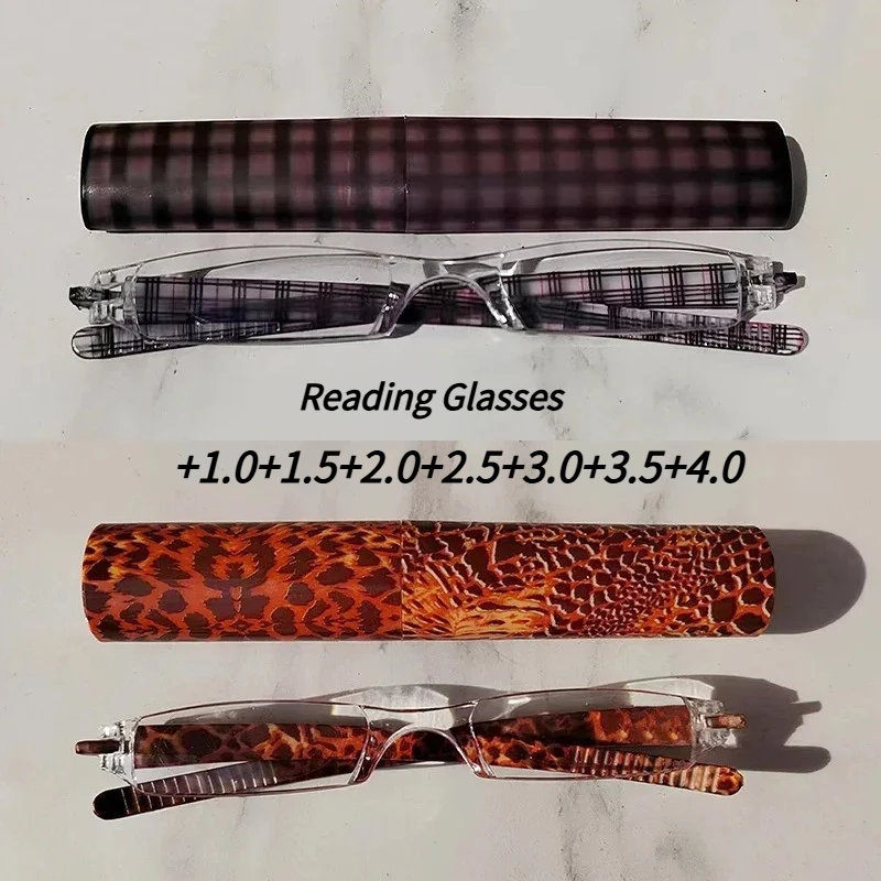 +1,0 ~ +4,0 Lesebrille mit Brillenetui, ultraleicht – Lesebrille im Stifthalter-Stil, 5 Farboptionen für Männer und Frauen Image