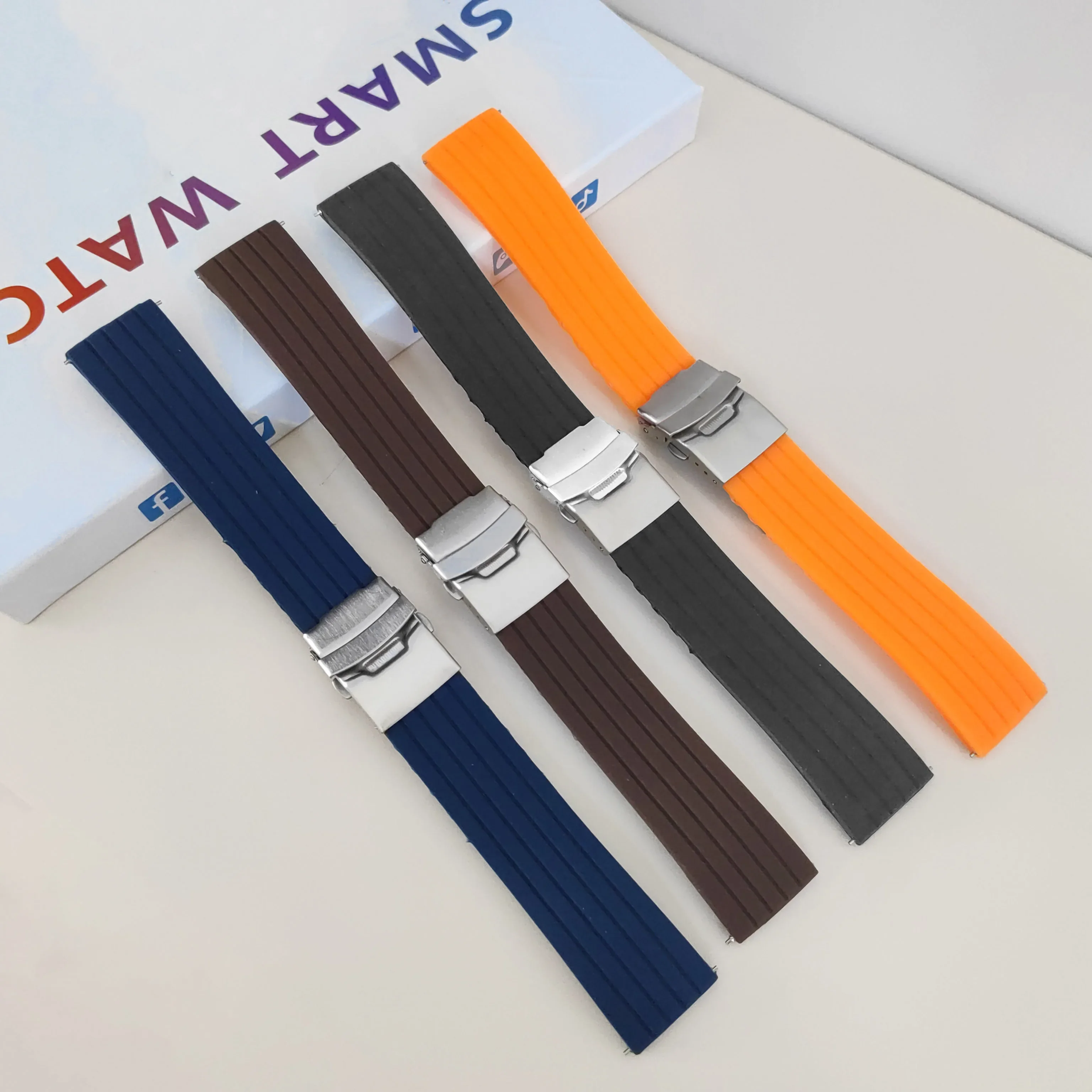 Gummi-Uhrenarmband mit Faltschließe, 18 mm, 20 mm, 22 mm, 24 mm, universell für Jinggong No 5 Navigation Water Ghost Silikon-Uhrenarmband Image