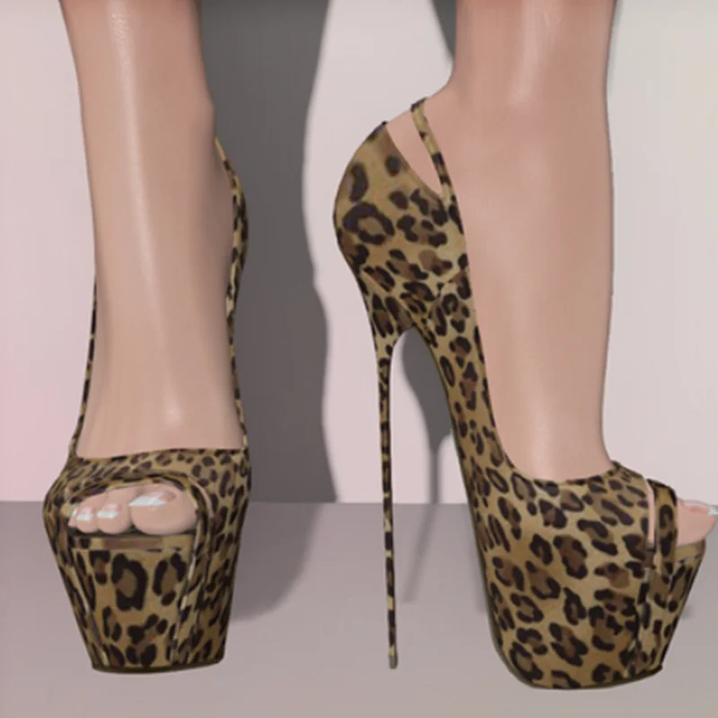 Leopard Slip Auf Schnalle Plattform Pumps Dünne High Heel Peep Toe Mode Sexy 2025, Sommer Große Größe Frau Schuhe Zapatillas Mujer