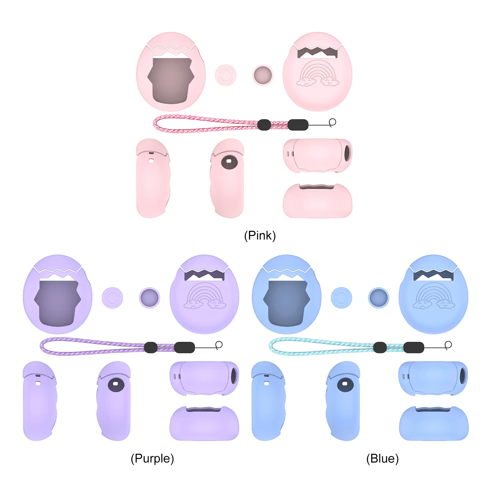Weiche Silikonhülle mit Daumengriffen und Trageband, Spielekonsolen-Schutzhülle, Silikon-Vollschutzhülle für Tamagotchi Paradise Image