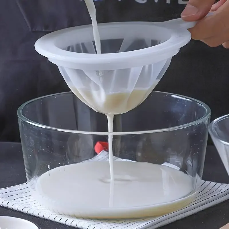 1PC Feinmaschiger Sieblöffel für Kaffee, Milch, Soja und Joghurt 100/200/300/400 Mesh Nylonfilter für Küchen-Esszimmer-Gadgets