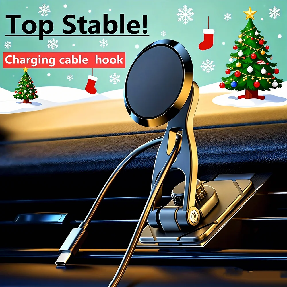 Legierung 720 ° Drehbarer magnetischer Autotelefonhalter, GPS-Halterung, Ständer, Lazy Bracket, Unterstützung im Auto für iPhone 16, 15, 14, Samsung Xiaomi Image