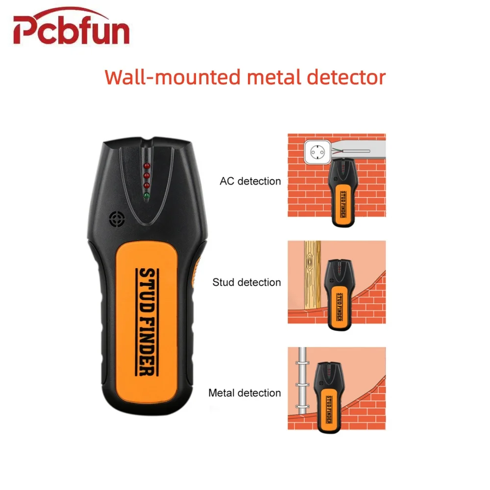 Wandmontierter Metalldetektor. Wandscanner. Geeignet zum Erkennen von Metall- und Nichtmetall-Wechselstrom-Verkabelungssensoren. Mit akustischem Alarm Image