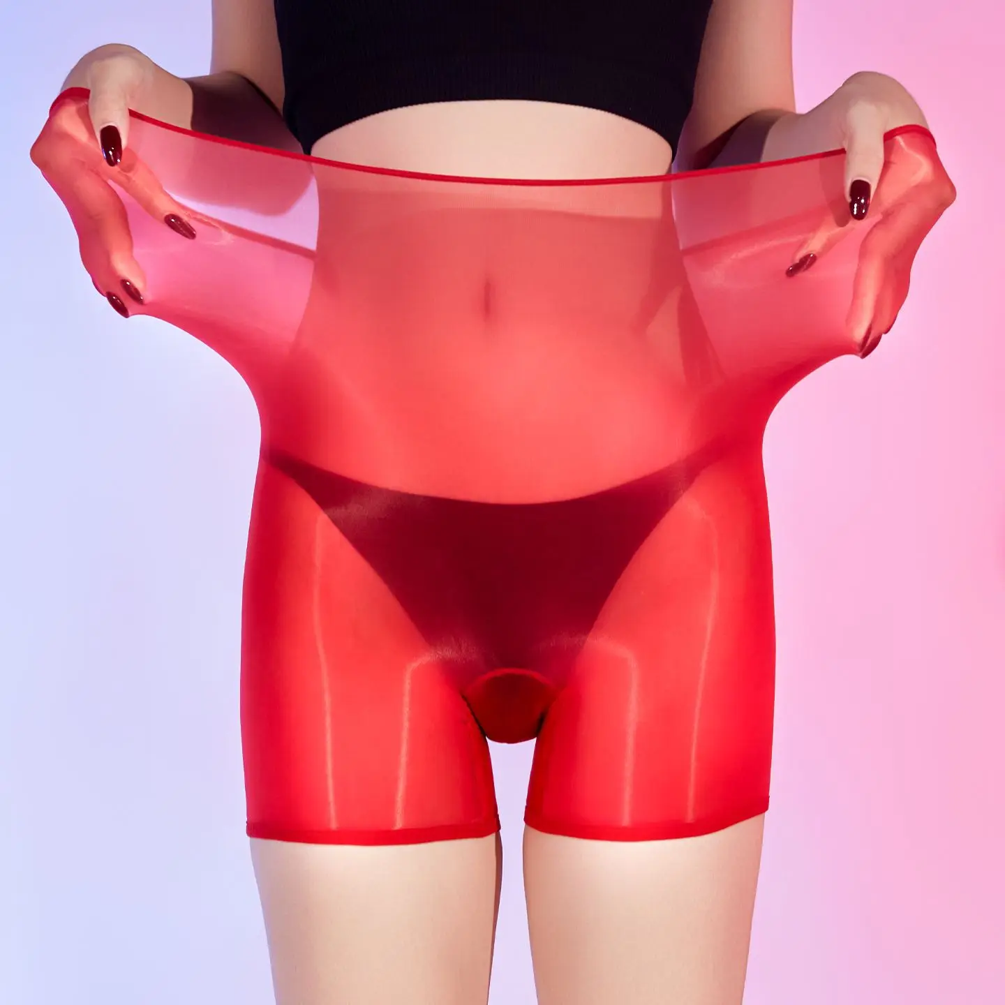 Elastische 5D Damen Boxer Höschen Sexy glänzende glatte Sicherheitsshorts hohe Taille Dessous Frau Unterwäsche ultradünn atmungsaktiv Image