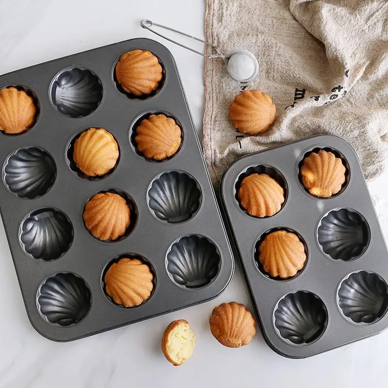 6/12 Slots Carbon Stahl Kuchen Pan Madeleine Form Shell Kuchen Backform Form Backformen Werkzeuge Küche Utensilien Zubehör Werkzeuge Image