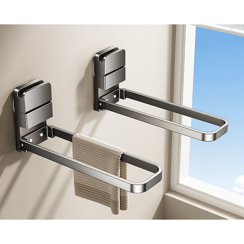 1/2pcs Vacuum Suction Foldable Towel Rack, No-Drill Bathroom Towel Bar, Suitable for Towels, Clothes, Hairbands, Jewelry, Hand Towels, etc, Storage, Towel Racks
