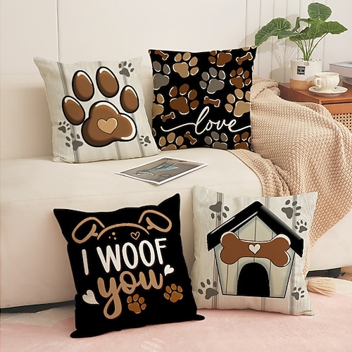 Federa per cuscino con stampa di lettere d'amore per San Valentino, design ti abbaio, comodo cuscino decorativo per divano, camera da letto, soggiorno, regalo perfetto per gli amanti dei cani e per