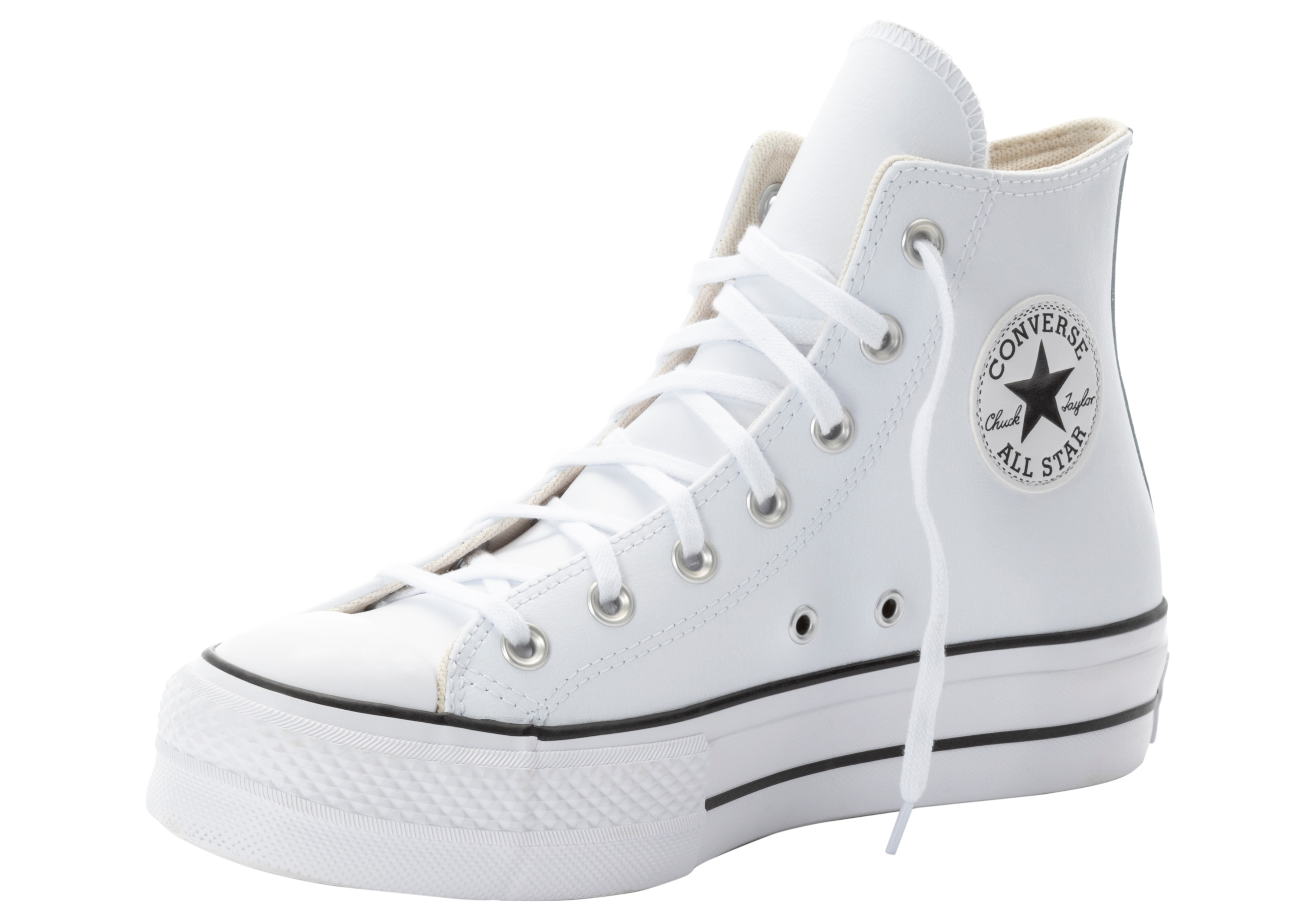 Sneaker CONVERSE "CHUCK TAYLOR ALL STAR LEATHER PLATFORM", Damen, Gr. 40, weiß (weiß, weiß), Leder, Schuhe Sneaker