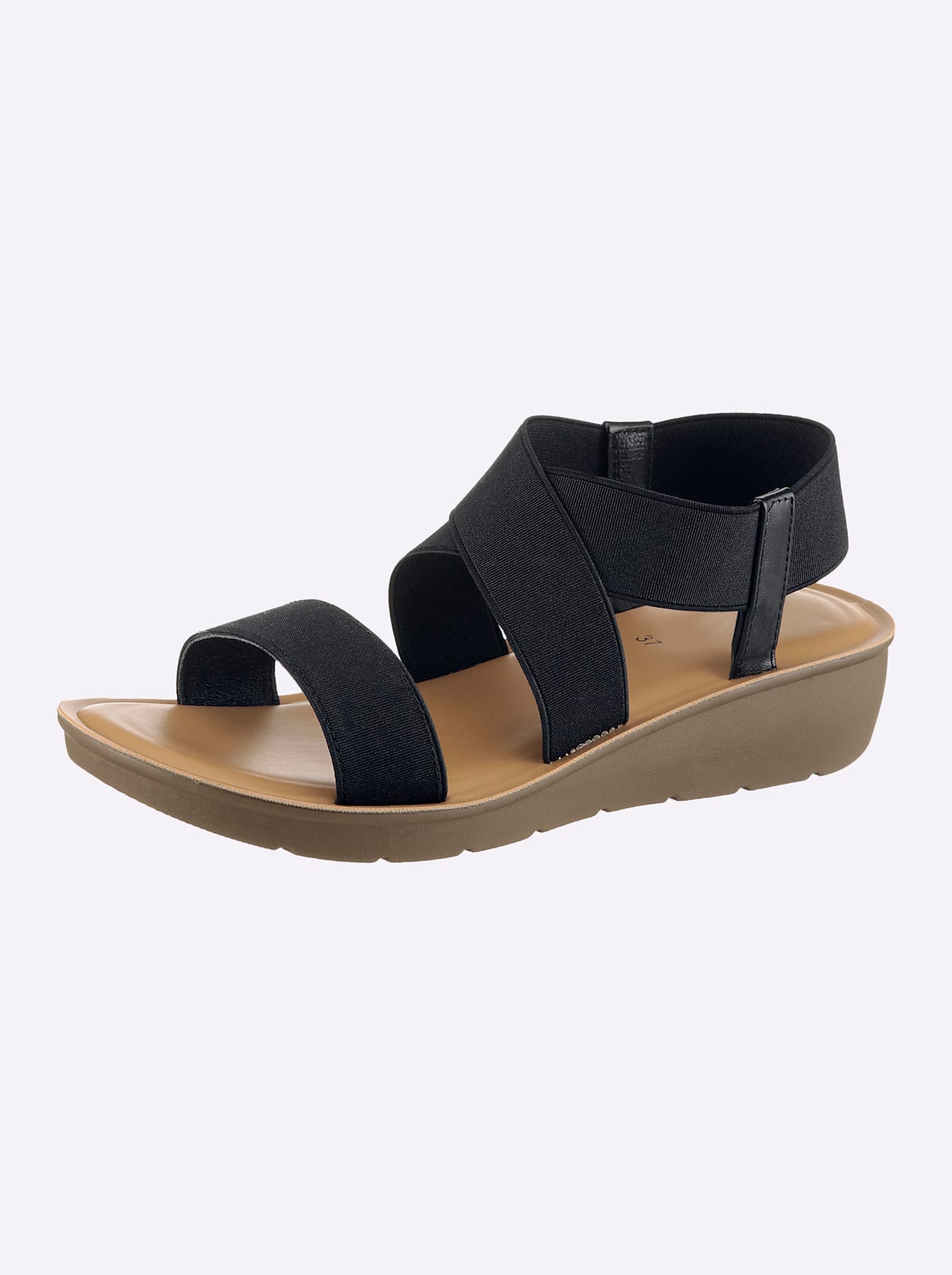 Sandalette CASUAL LOOKS, Damen, Gr. 38, schwarz, Textil, Schuhe Sandalette