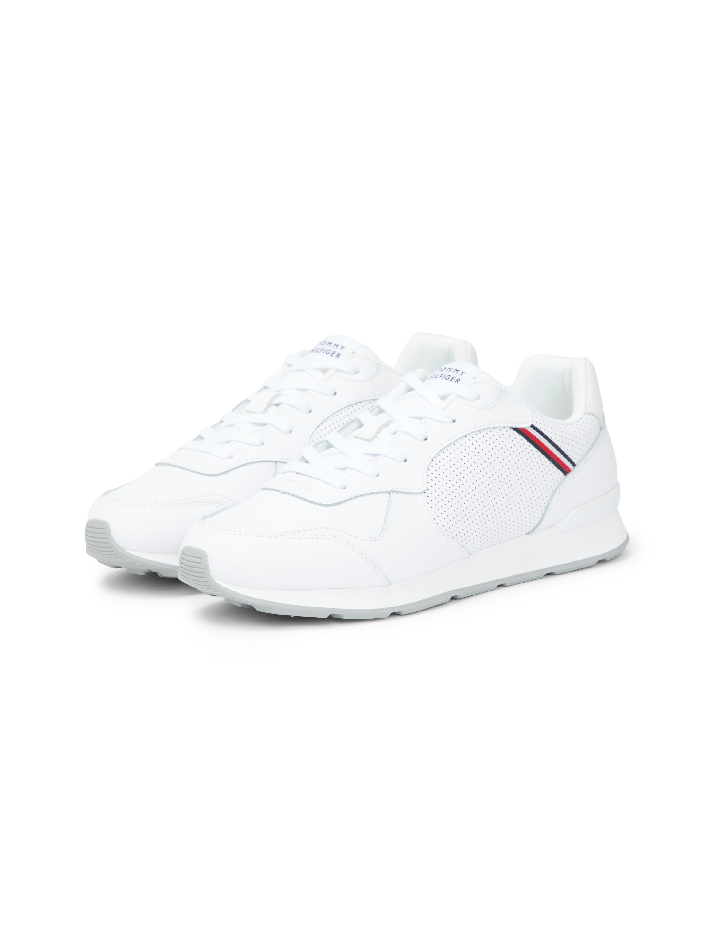 Sneaker TOMMY HILFIGER "MAXLITE 1A", Damen, Gr. 41, weiß, Leder, Schuhe Sneaker, Freizeitschuh, Halbschuh, Schnürschuh, Streifen in Tommy Farben