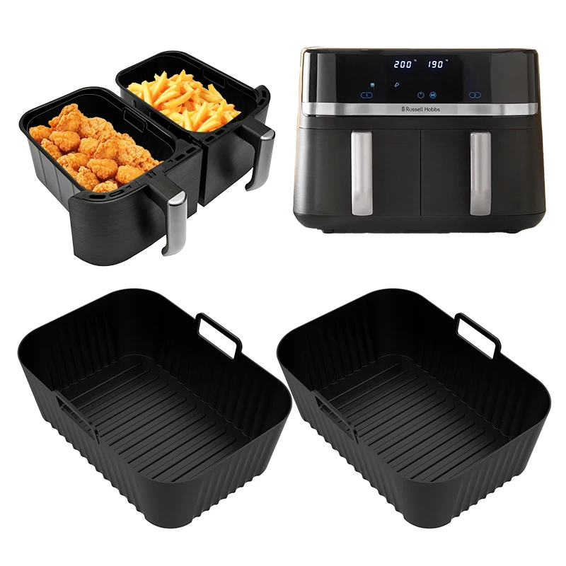 1 Stück wiederverwendbare Silikoneinlagen für Luftfritteusen, rechteckige Silikon-Backblech für Luftfritteusen, geeignet für Russell Hobbs 4,5 l Backblech Image