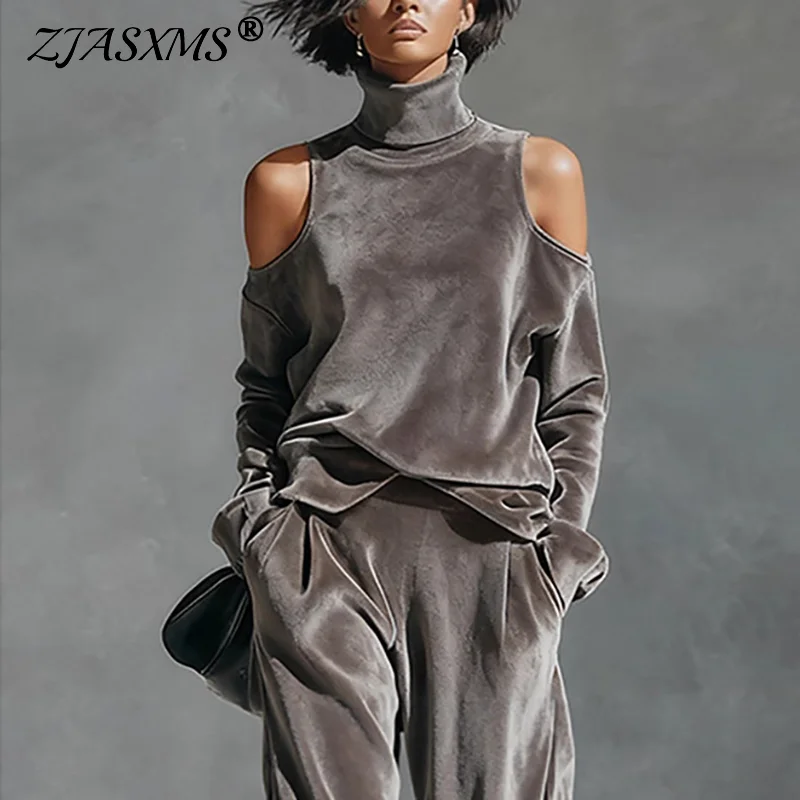 Set da 2 pezzi retrò tinta unita per donna elegante cardigan con risvolto con bottoni e pantaloni a gamba larga completo autunno manica lunga abiti femminili