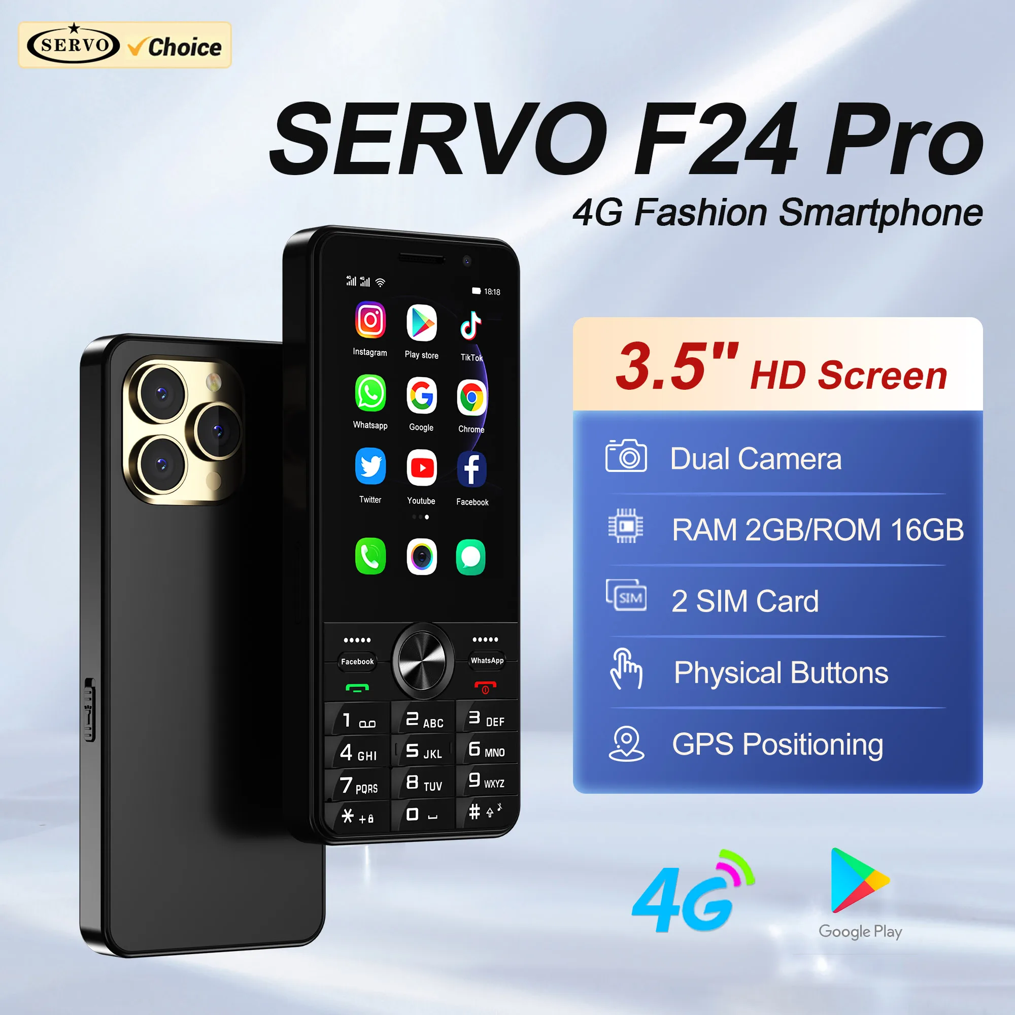 SERVO F24 PRO 4G LTE Android Smartphone 2 GB RAM 16 GB ROM Play Store WiFi FM Radio GPS Taschenlampe 3,5 Zoll Touchscreen Smartphones Image
