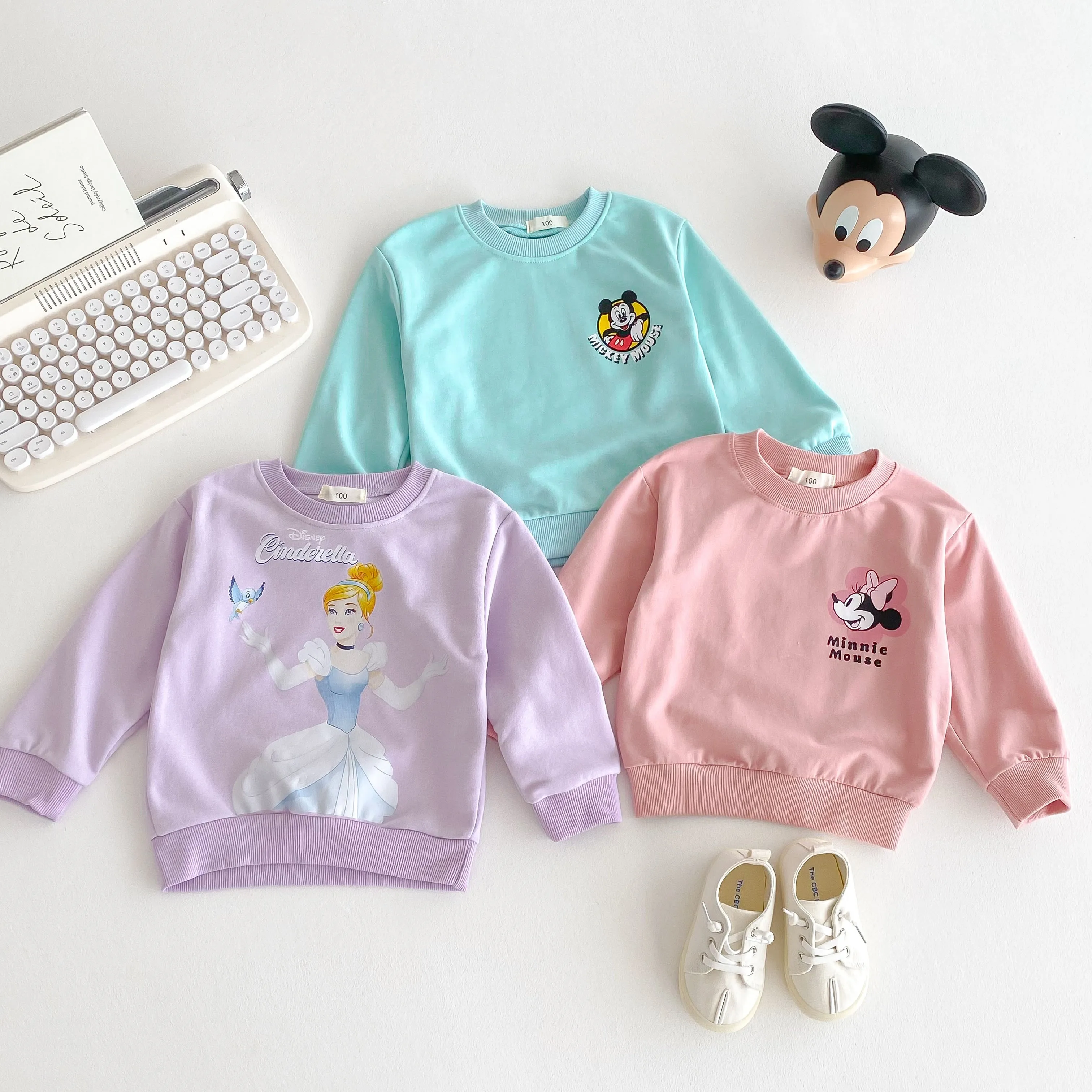 Disney Prinzessin Mickey Cartoon Sweatshirts Tops lose Mode Kinder kleidung Crewneck Pullover Hoodie Pullover Kinder kleidung Image