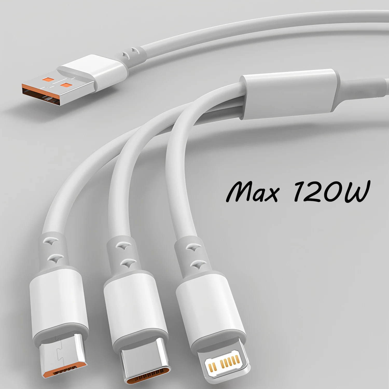 Cavo di ricarica rapida USB tipo C 3 in 1 da 120 W Cavo di linea dati per telefono a ricarica rapida 3A per Iphone 17 15 14 Xiaomi Huawei Cavo USB C PD