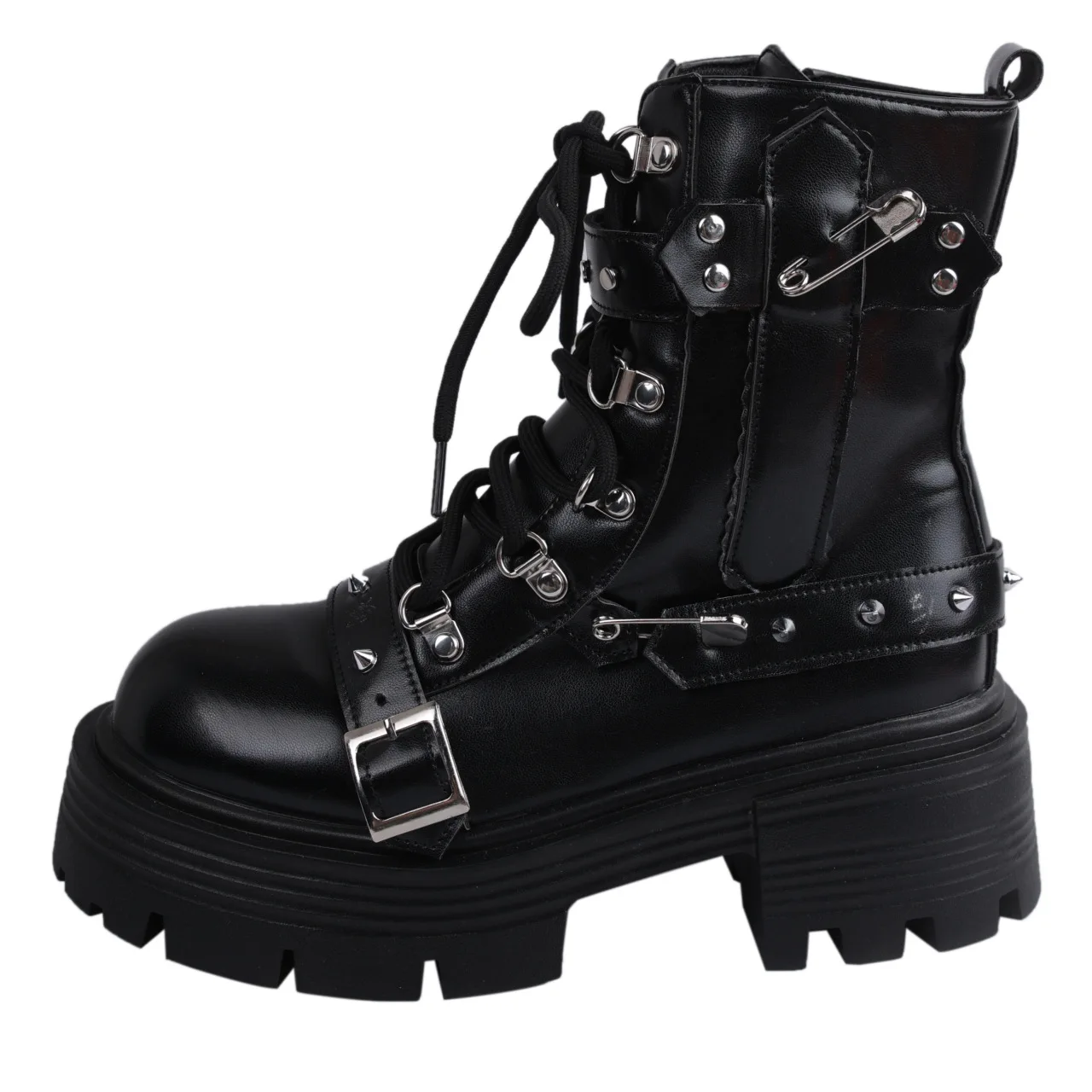 Frauen Motorrad Kurze Stiefel Niet Kette Design Gothic Schuhe Street Fashion Lady Rock Stiefel Metall Dekor Punk Stil Frauen Schuhe
