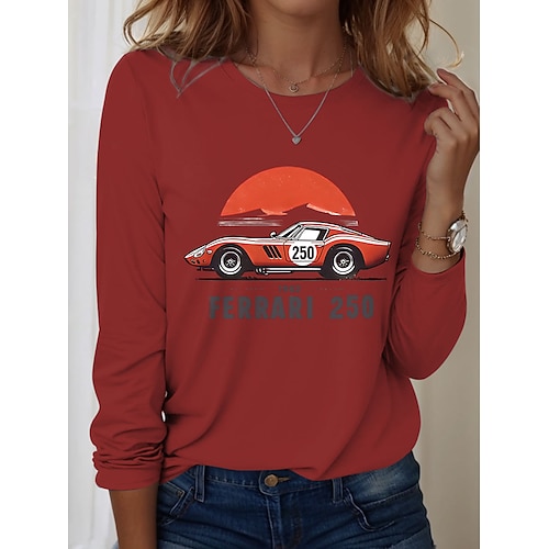 Unabhängigkeitstag patriotisches Shirt Damen T-Shirt Grafik USA Mode stilvoll klassisch Langarm Crew Neck Rundhalsausschnitt normale Tops täglicher Wochenenddruck Blau Schwarz Weiß Rot Sommer Image