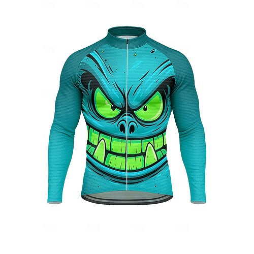 Herren Oberteile Radtrikot Tiermotiv Katze Langarm Fahhrad Trikot Oberteil mit 3 Gesäßtaschen Sonne Sonnenschutz Schnelltrocknend Reflektierende Streifen Sport Gelb Rote Blau Bekleidung Image