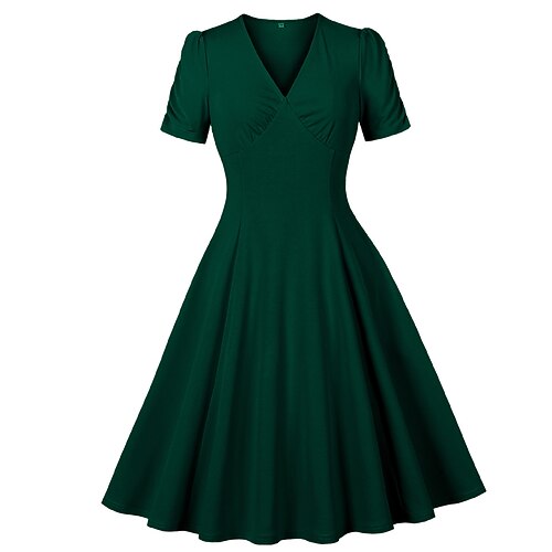 Retro Vintage 1950er Rockabilly Kleid Swing-Kleid Kurze Ärmel Kostüm Damen Karneval Maskerade Alltagskleidung Junggesellinnenabschiedsparty Erwachsene Kleid Image