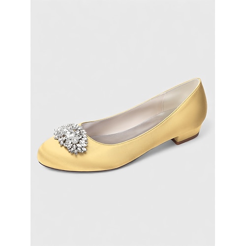 Elegante Satin-Ballerinas für Damen mit Strassverzierungen an der Spitze – klassische runde Ballerinas für Damen, perfekt für formelle Anlässe, Hochzeiten und Partys. raffinierte Alltagskleidung Image