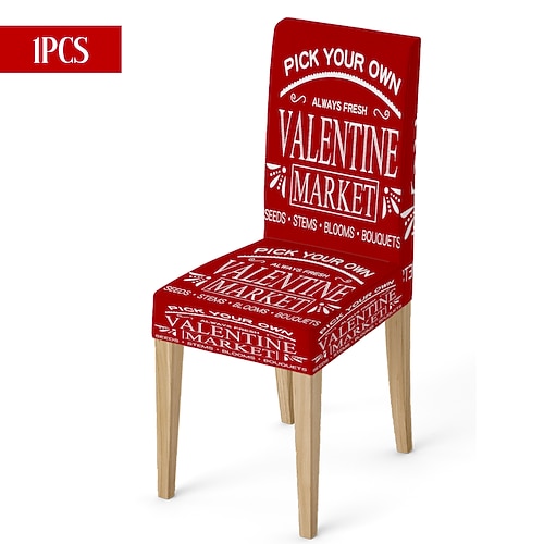 Valentinstag-Stuhlhusse aus Stretchmaterial, schwarz-weiß kariert, mit Herz- und Schleifenmotiv, waschbar, für Esszimmerstühle, Esszimmerstühle, Küchen und Wohnzimmer, geeignet für den Winter, 1/4/6 Image