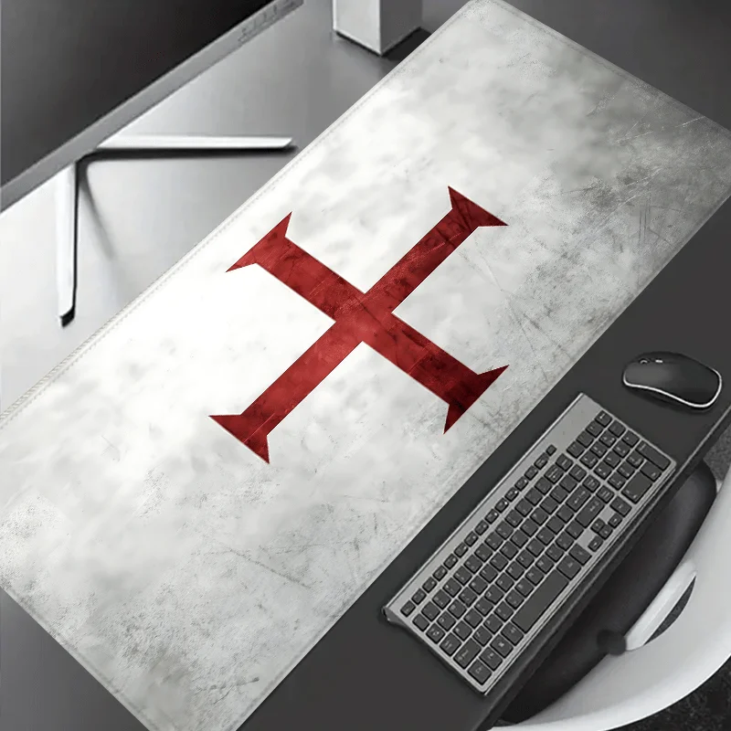 XXL Templar Cross Gaming Mauspad Mittelalterlicher Kreuzritter Rutschfeste Gummi-Mauspads Büroteppich Computertisch Mauspad Schreibtischunterlage Image